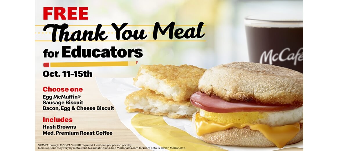 McDonald's Offering Free Educator Meal to Teachers, Administrators, and School Staff