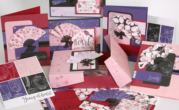 Tray and Cards with Cherry Blossoms Club Stamp
