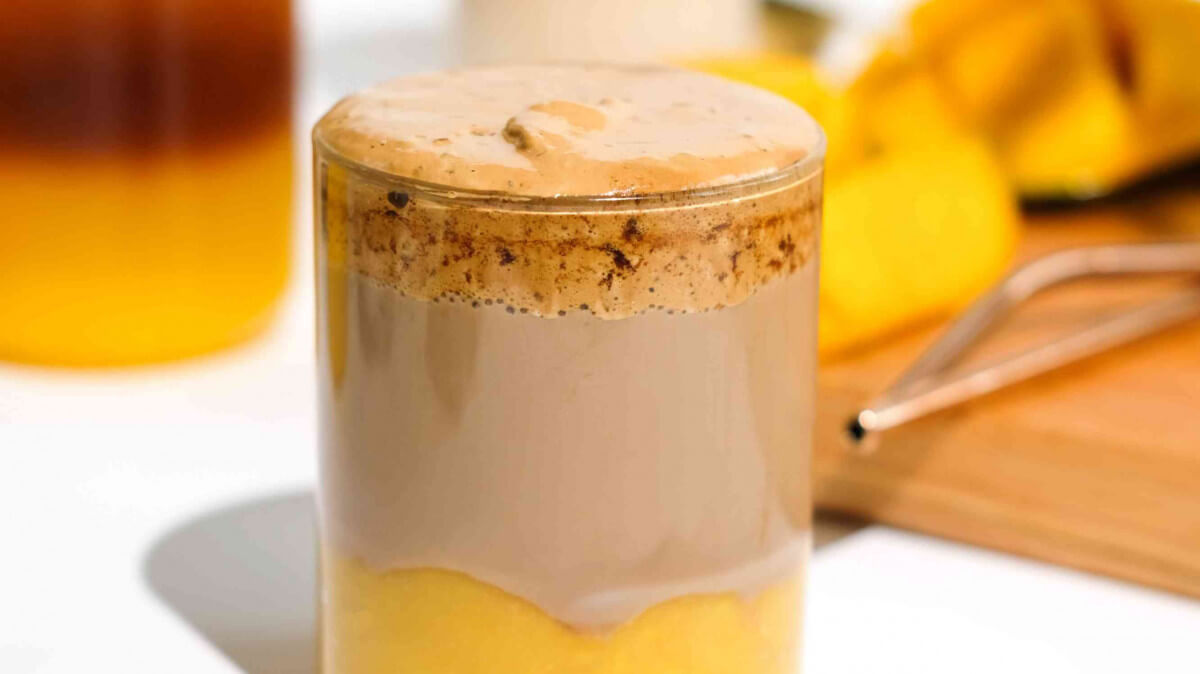 Meet Tropical Mango Dalgona Coffee Delight!