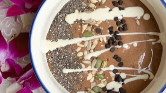 Say good morning to a healthy breakfast - coffee smoothie bowl