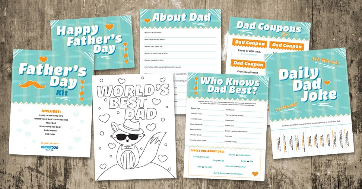 Free Father's Day Printable with Card, Jokes, Coupons & More