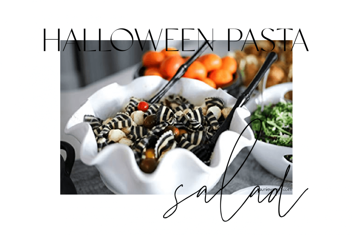 Black and White Halloween Pasta Salad