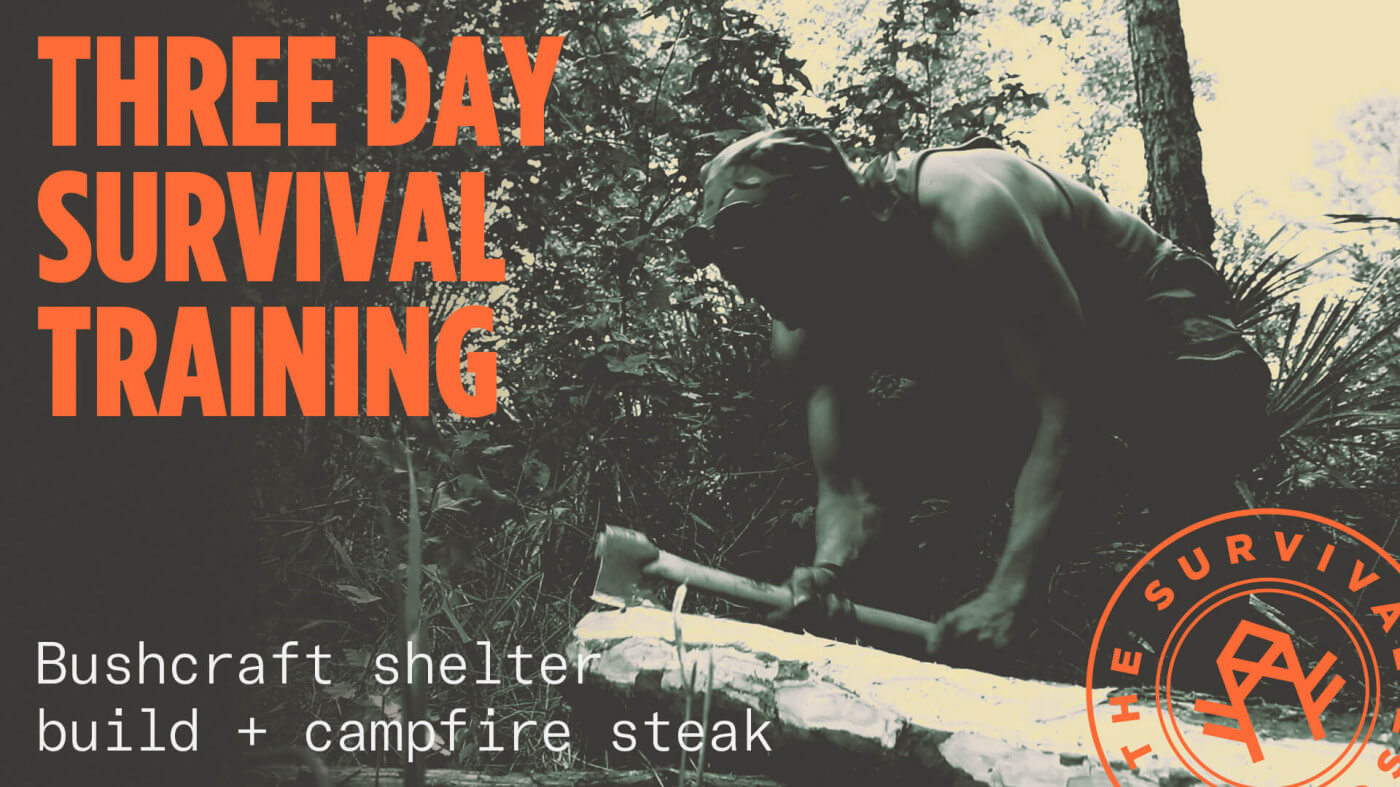 Three Day Survival Training, Bushcraft Shelter Build + Campfire Steak