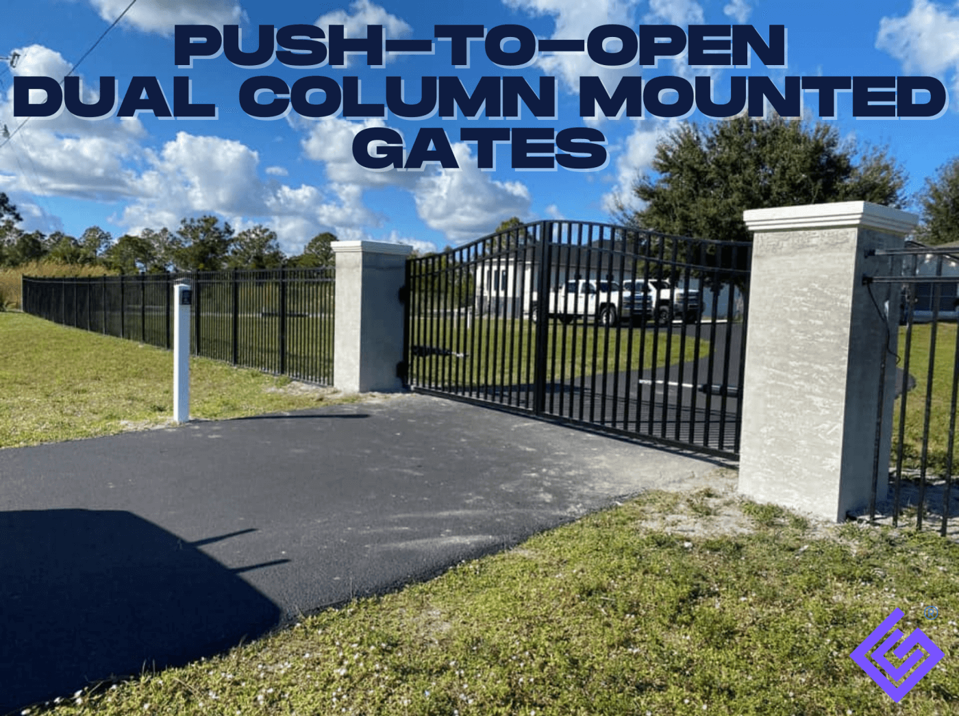 Automatic Gate Opener Push To Open Dual Column Mounted Gates