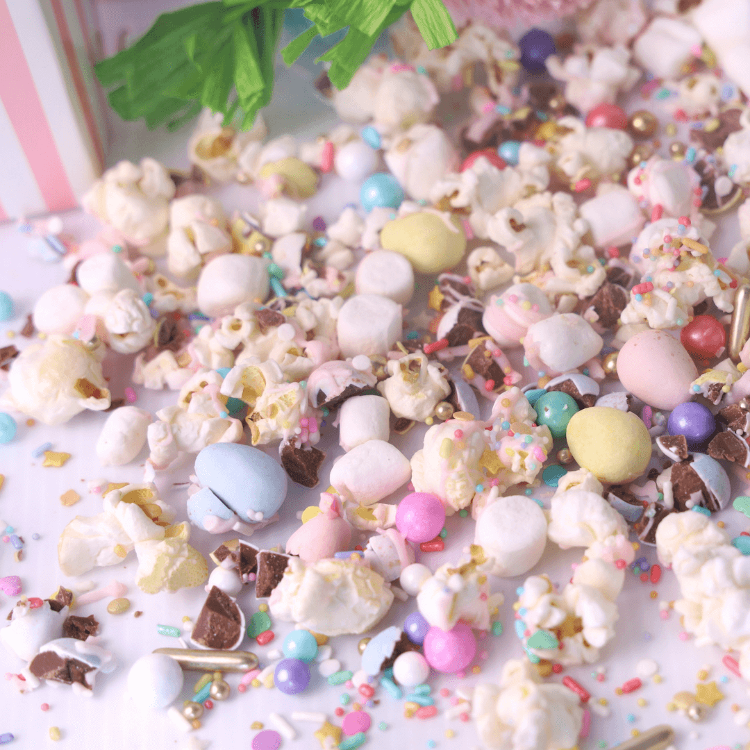Rainbow Sprinkled Easter Popcorn featuring Spring Rainbow!
