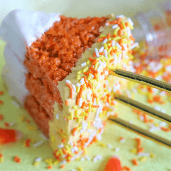 "Candy Corn" Peanut Butter Cereal Treat Pops