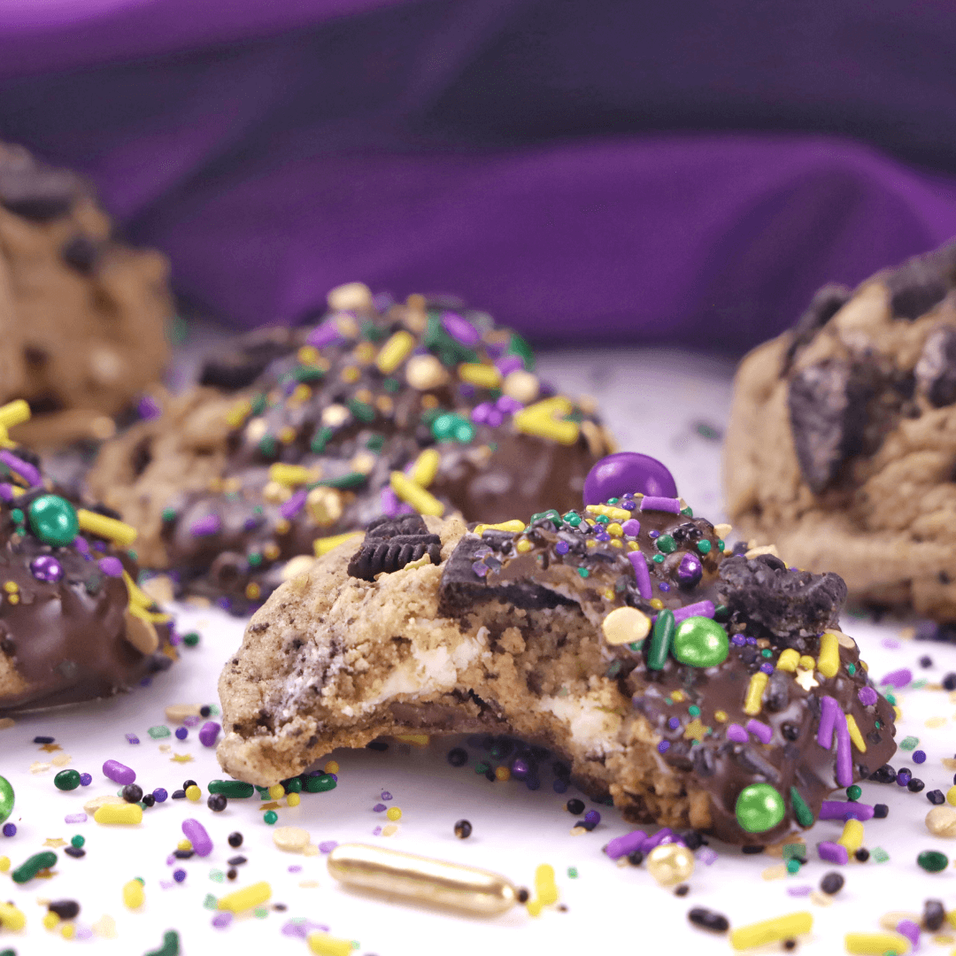 Mardi Gras Cookies Chocolate Dipped Oreo Crumble