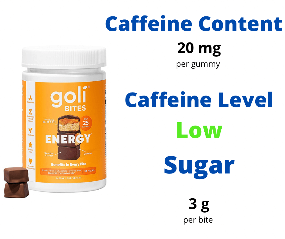 What is the caffeine content of Goli Chocolate Energy Bites?