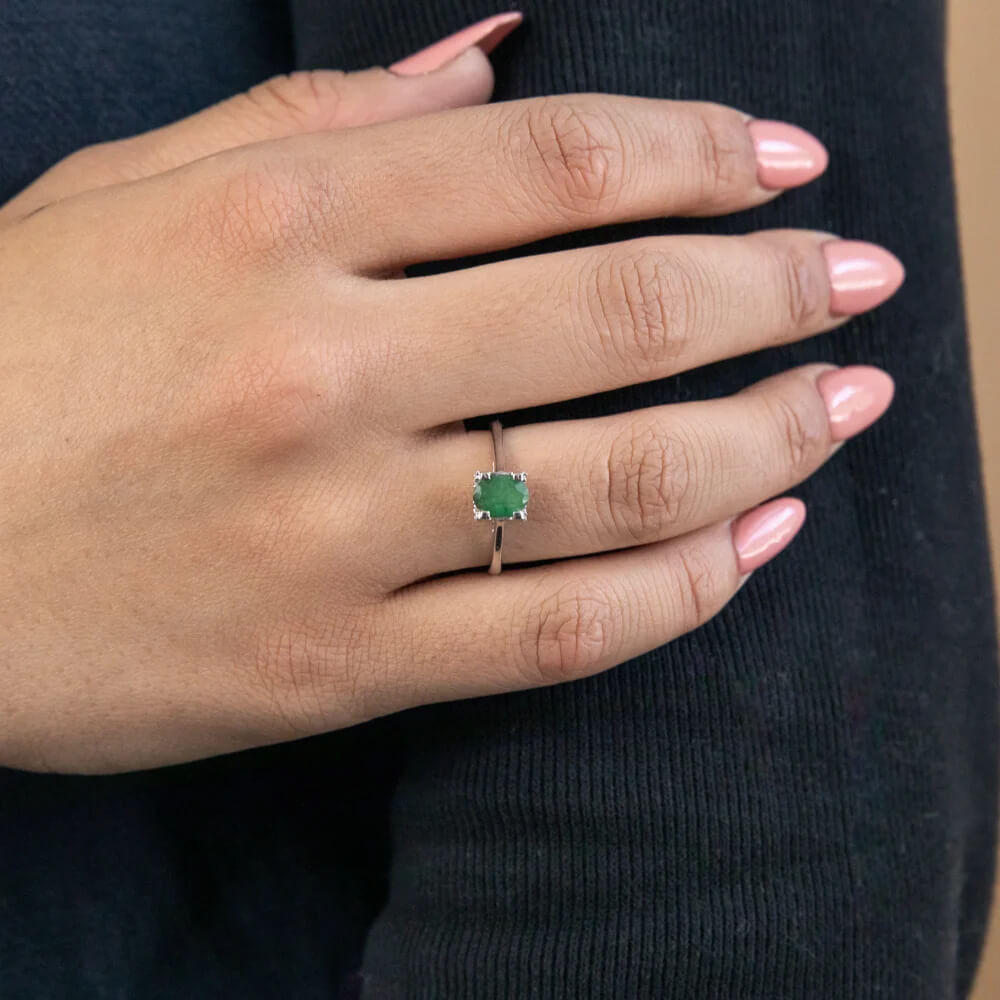 Best Emerald Engagement Rings. Emerald gold ring with cubic zirconia.