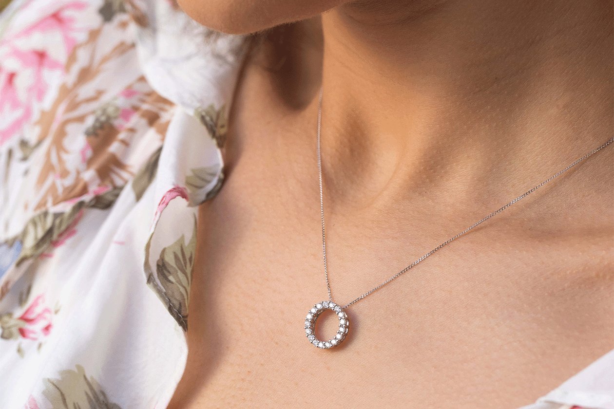 A Guide To Our Favourite Dainty Jewellery: image of a diamond necklace on model