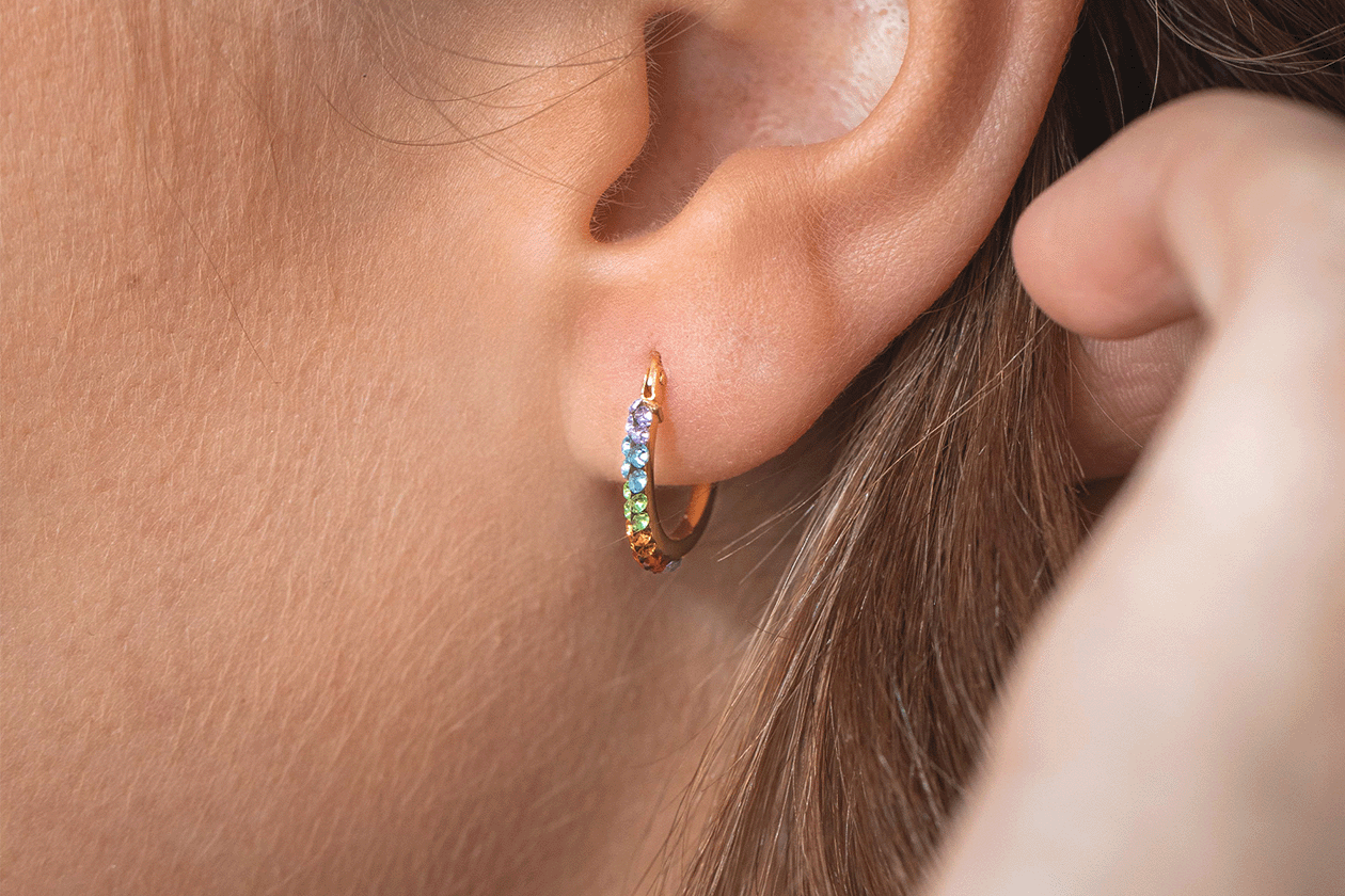 A Guide To Our Favourite Dainty Jewellery: image of a coloured earring