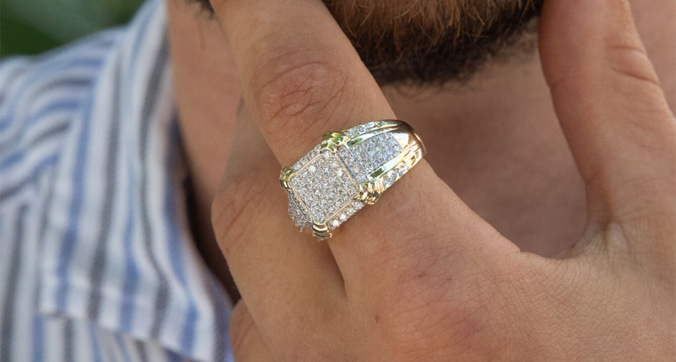 A Roundup Of Our Most "Masculine" Engagement Rings | Luminesce Lab Grown 1 Carat Diamond Gents Ring in 9ct Yellow Gold