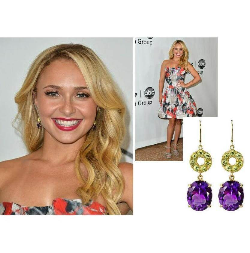 what is the august birthstone: Hayden Panettiere wearing the August birthstone, peridot