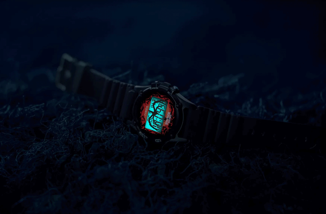 Stranger Things Timex Watches. Timex Atlantis watch with Mindflayer monster and backlighting.