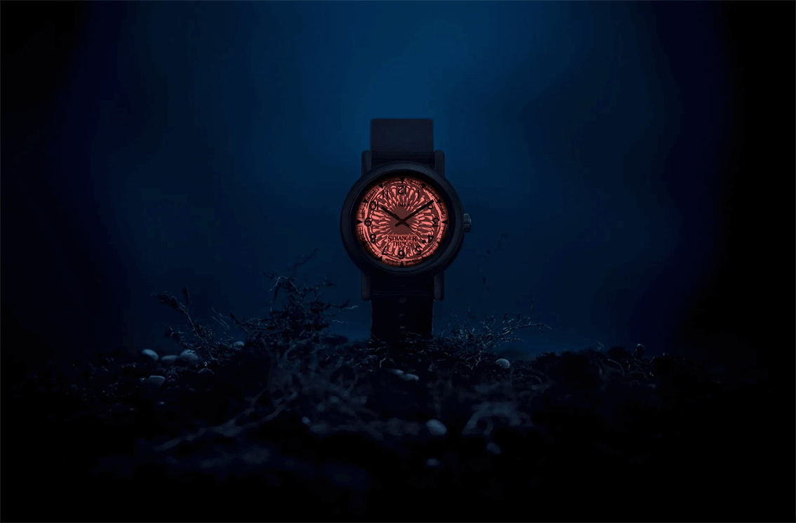 Stranger Things Timex Watches. Timex Camper with Demogorgan artwork.