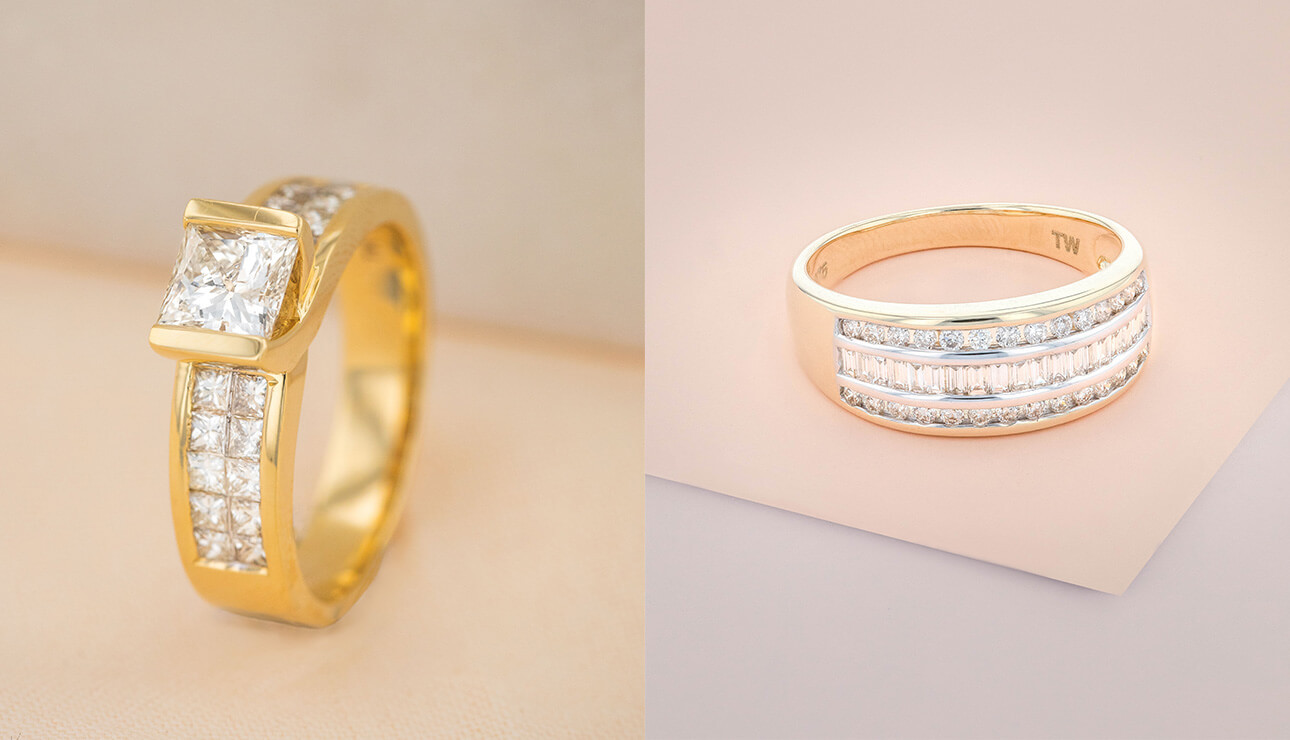 What is the Difference Between 9ct and 18ct Gold? two gold rings
