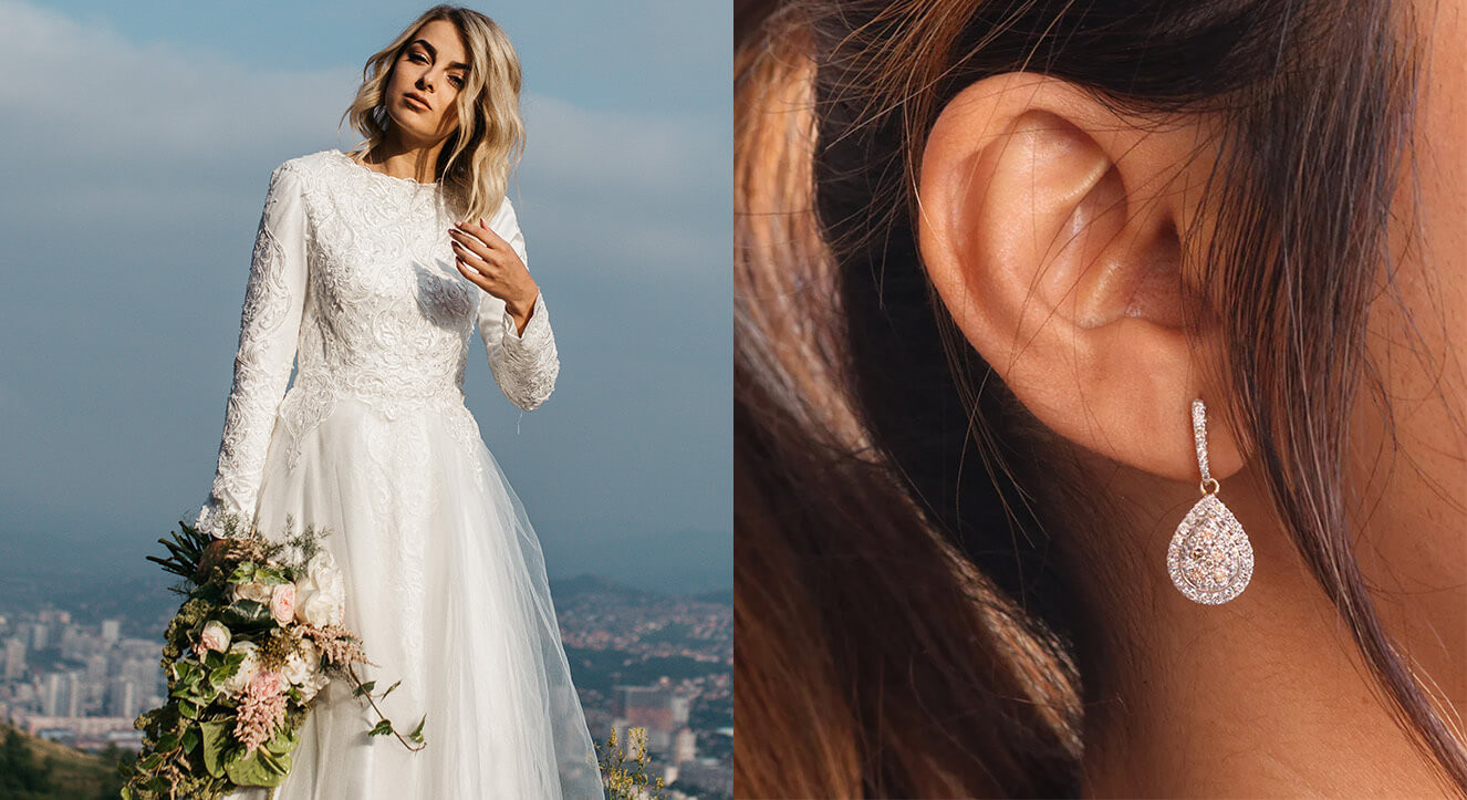 What Jewellery To Wear With Your Wedding Dress? A Guide | High-Neck Dress