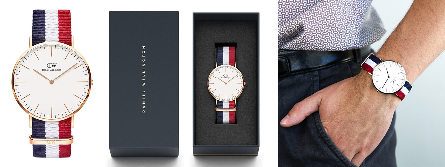 an overview of daniel wellington watch bands: nato red blue classic strap