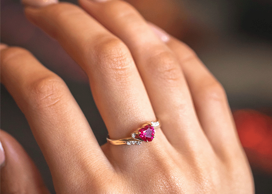 what is the july birthstone: Sterling Silver Created Ruby and Zirconia Ring